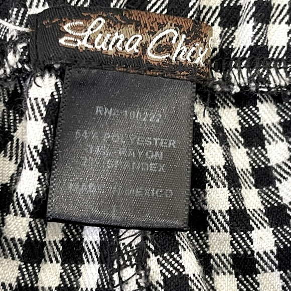 Luna Chix Black & White Gingham Trouser Ankle Pants Size L Back Ankle Slit - Picture 6 of 6